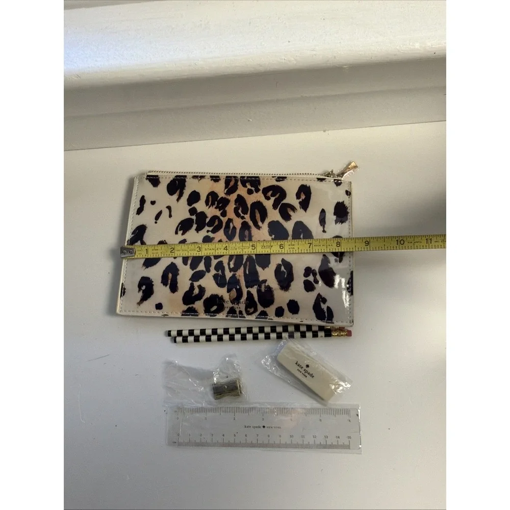 KATE SPADE New York 164752 LEOPARD Pencil Pouch, Sharpener, Eraser, Ruler